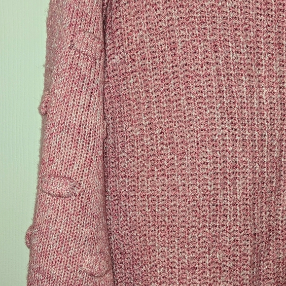Women Long Sleeve Chunky Knit Pullover Crewneck Pink Detail Sleeve Large NWT - Picture 5 of 10